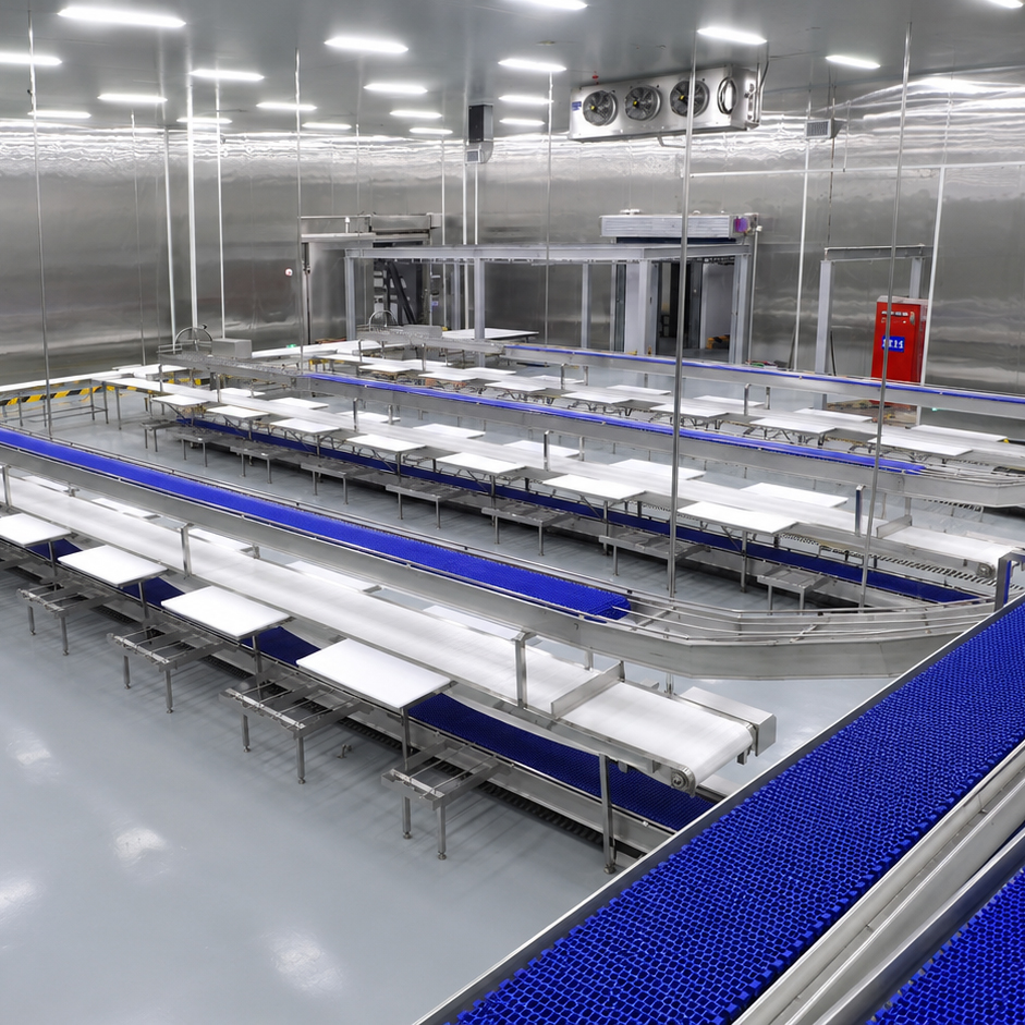Hygienic Meat Deboning And Cutting Conveyor System